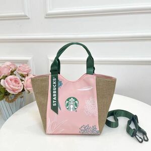 新品スターバックス　スタバトートバッグ 海外限定　ハンドバッグ スタバ日本未発売トートバック スタバ STARBUCKS ピンク