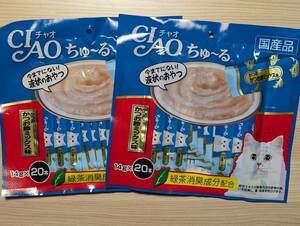 猫用 チャオちゅーる かつお かつお節ミックス味 14g×40本 賞味期限2024年12月