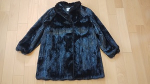 ★中古★Nakamura fur ナカムラ ファー 毛皮 コート 黒系 ネーム刺繍入り レディース 高級 アウター ミンク レディース