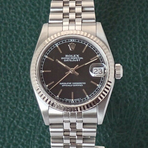 【質屋】ROLEX ロレックス デイトジャスト ボーイズ Ref.68274 ブラックダイヤル・K18WGｘSS U番 オーバーホール・仕上げ済み 美品 [S519]