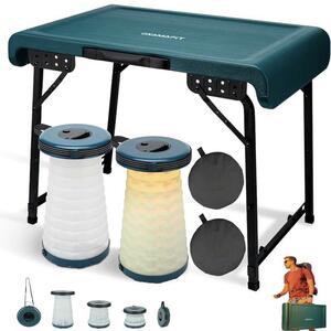 outdoor folding flexible stool table chair set green BBQ camp barbecue table chair compact storage 