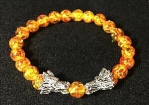 [Premio Fortuna] orange. flower amber. Dragon bracele processing amber inside diameter approximately 17 centimeter 203208##
