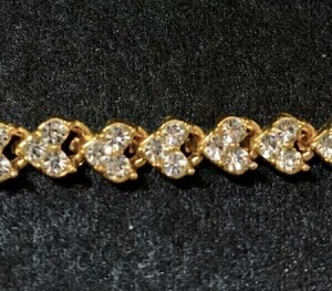 [Premio Fortuna] кристалл. Heart форма стразы браслет желтое золото Phil do внутренний диаметр примерно 17 см 404089##