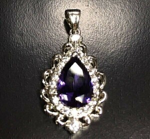 [Premio Fortuna] amethyst pendant pendant top approximately 13 millimeter ×8 millimeter gem quality . sphere Power Stone 308079##