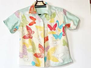 　アロハシャツ キッズアロハ　シルク絹の着物・反物から　3歳から6歳ぐらいまで　ゆったりサイズ　身幅４２　着尺４６　J
