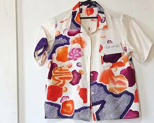 　アロハシャツ レディーアロハ　シルク絹の着物・反物から　Lサイズ　　肩幅４２　身幅６０　着尺６２　＃１６