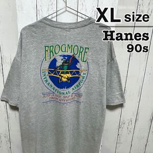 Hanes　90s　Tシャツ　グレー　カエル　蛙　アニマル　プリント　USA古着