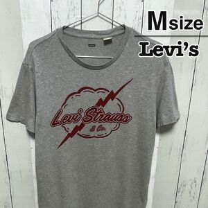 Levi’s　シングルステッチ　Tシャツ　M　グレー　プリント　ロゴ　USA古着