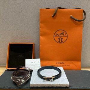 【売約済み】HERMES エルメス レザーブレスレット ビーアピ ドゥブルトゥールT5 k18 喜平デザインネックレス 5.0g