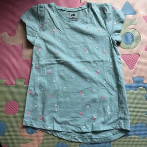 【新品即決】H&M 女の子用ハート柄半袖Tシャツ110cm