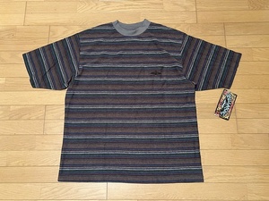 デッドストック 80s 90s USA製 ビラボン BILLABONG オールドサーフ 半袖Tシャツ Lサイズ グレー ボーダー MADE IN USA アメリカ製 未使用品
