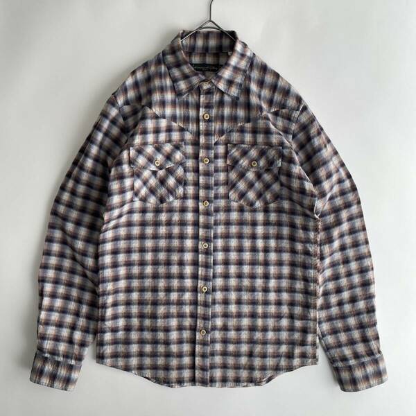【美品】 International Gallery BEAMS size/S (a) 日本製 コットン リネン ダブルポケット 長袖 シャツ チェック ビームス JAPAN shirt
