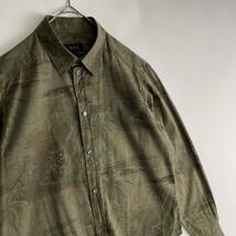 【美品/フランス製】A.P.C. size/1 (ic) アーペーセー 総柄 長袖シャツ アロハ ダークグリーン FRANCE SHIRT_画像8