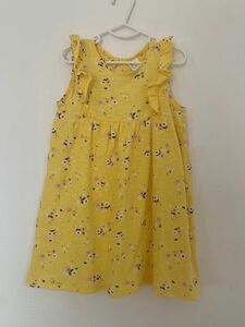 H&M キッズ ノースリーブワンピース 子供服 イエロー花柄　サイズ:US 1 1/2〜2Y、日本90くらい