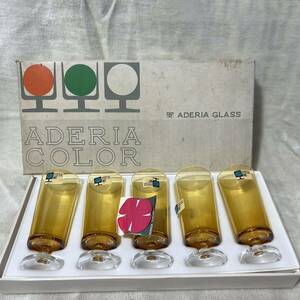 C1018 Showa Retro gala spade ateli Agras stone . glass 5 point entering original box unused storage goods retro pop 