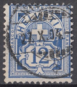 1882年スイス ヘルベティア数字図案切手 12c