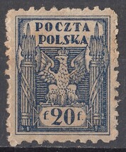 1919/20年ポーランド切手 (ワシとファスケス) 20F_画像1