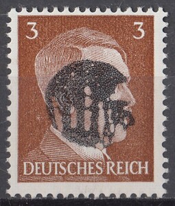 ドイツ第三帝国占領地 普通ヒトラー(MEISSEN)加刷切手 3pf