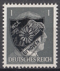 ドイツ第三帝国占領地 普通ヒトラー(UFHOVEN)加刷切手 1pf