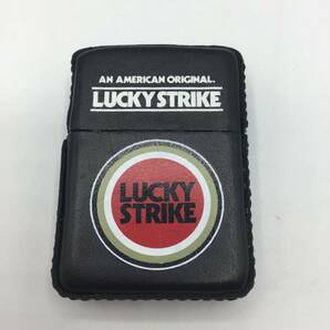 【11638】ZIPPO ジッポ ガスライター LUCKY STRIKE/ラッキーストライク 革巻き レザーケース 着火未確認 ★中古品★二次流通品★の画像2