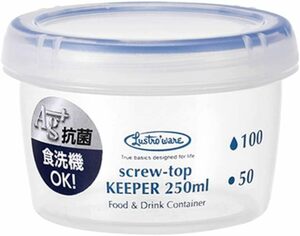 岩崎 食品保存容器 抗菌 漏れない パッキン付 丸形 スクリュートップキーパー 250ml 浅型 IR27080