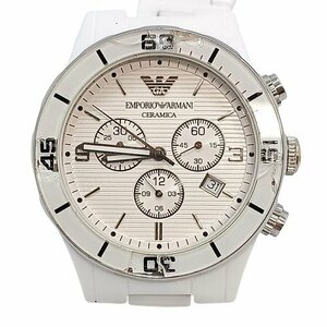 EMPORIO ARMANI エンポリオアルマーニ 腕時計 AR-1424 クォーツ ホワイト 白 セラミック ジャンク品　ケース付き　MB fe ABB3