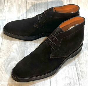 【未使用】Santoni サントーニ◆29cm 10.5◆ITALY製◆チャッカブーツ 革靴 スエードレザー ビジネスシューズ ドレスシューズ メンズ 焦茶