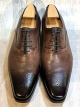 Santoni サントーニ◆24.5cm 6◆ITALY製◆プレーントゥ オックスフォードシューズ レザー 革靴 ビジネスシューズ ドレスシューズ メンズ 茶_画像2