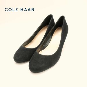 COLE HAAN コール ハーン 7 1/2 24.0 パンプス ウェッジソール ラウンドトゥ スエード 黒 ブラック/PC57