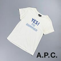 A.P.C. アー・ペー・セー フロントプリントTシャツ カットソー トップス レディース 白 青 サイズS*PC715_画像1