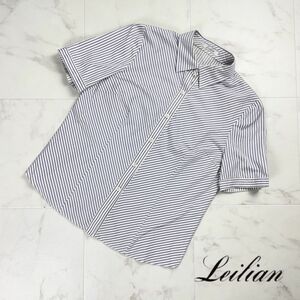 美品 Leilian レリアン ストライプデザインシャツブラウス トップス レディース 白 青系 サイズ9*PC906