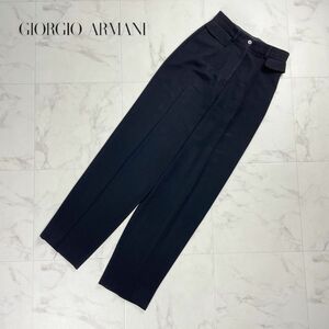 美品 GIORGIO ARMANI ジョルジオ アルマーニ センタープレステーパードパンツ ボトムス レディース 黒 ブラック サイズ36*PC860