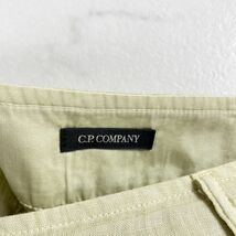 C.P. Company シー ピー カンパニー 大きいサイズ リネン100% タックフレアスカート サイドジップ 膝丈 裏地無し 黄色 サイズ42*PC887_画像6