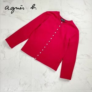 agnes b. ENFANT アニエスべー アンファン 裏起毛スナップボタンコットンカーディガン トップス キッズ 子供服 赤 サイズ12*PC849