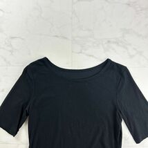 美品 Yohji Yamamoto ヨウジヤマモト 無地 インナー半袖カットソー Tシャツ トップス レディース 黒 ブラック サイズ2*PC214_画像2