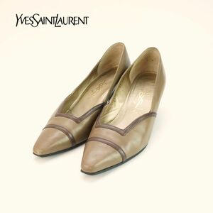 Yves Saint Laurent イヴ・サンローラン 36 23.0 パンプス ヒール レザー ブラウン/PC131