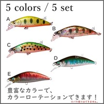 ミノー ルアー 5個 セット 50mm 5.2g トラウトルアー 渓流 シンキングミノー シャッド トラウト 管釣り バス釣り 釣り f235P-trout-B_画像4