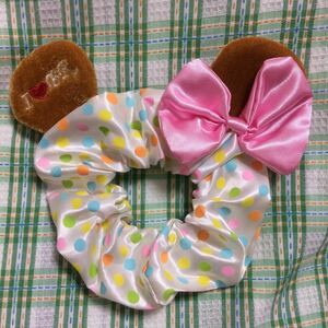 444) bear ear elastic I love BR embroidery .. ear attaching polka dot dot pattern ribbon bracele summarize . hair elastic 