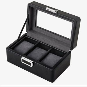  new goods Anyasun black F:1 -step type *3ps.@ key attaching leather made cushion wristwatch storage box 6ps.@ arm clock case 179