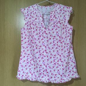  free shipping #a.v.v /a-*ve*ve tunic floral print material : cotton 100% color : pink series # secondhand goods 
