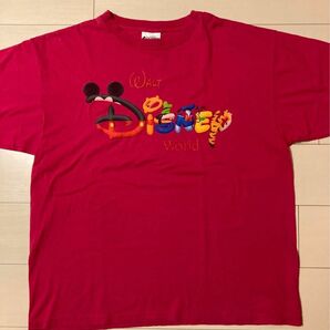 OLD Disney ディズニー 90s Tシャツ XL コットン レッド系　ユニセックス