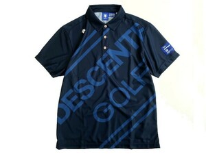 新品正規　DESCENTE GOLF デサント ゴルフ Coolist D-Tec モーション3D ビッグロゴ 半袖 ポロシャツ DGMRJA48 ネイビー Lサイズ