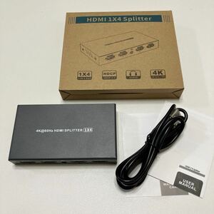 4K HDMI 分配器 1入力4出力 HDMI 2.0/HDCP 2.2 3D/HDRをサポート HDMI スプリッター 4画面同時出力 PC TV Box DVD プロジェクターなど対応