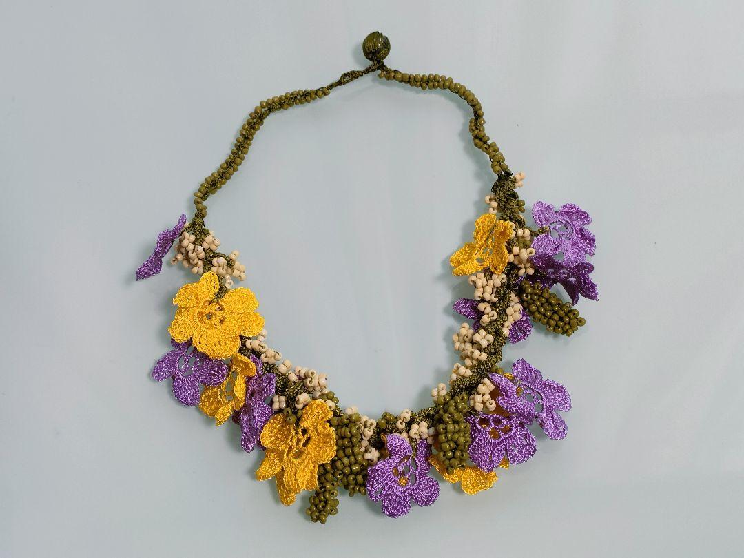 o37 Oya embroidery necklace handmade flower embroidery flower embroidery beads Mimioya embroidery accessories Mimioya embroidery necklace, Women's Accessories, necklace, pendant, others