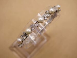 【3058】フェイクパール ヴィンテージ ビンテージ ブレスレット アクセサリー 長さ約18cm TIA