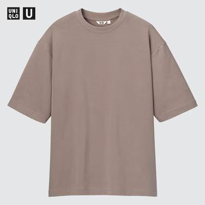 完売品 ユニクロ エアリズムコットンオーバーサイズTシャツ(5分袖) 37ブラウン XLサイズ