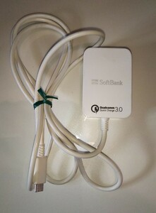 1820送料200円 SoftBank ACアダプタ Type-C Quick Charge 3.0 SB-AC17-TCQC【動作確認済み】充電器 ソフトバンク タイプC