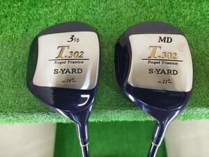 【フェアウェイウッド2本セット】S-YARD T.302 Forged Titanium 3 1/2 MD 16度/21度 純正カーボンシャフト フレックスR1