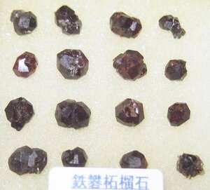 日本の鉱物　茨城県山の尾の鉄礬柘榴石/分離結晶１６個セット