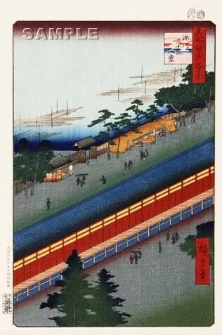 真作保証 東京都伝統工芸品 歌川広重 木版画 名所江戸百景 #069 深川三十三間堂 初版1856-58年頃 広重の世界を唸らせた名構図!